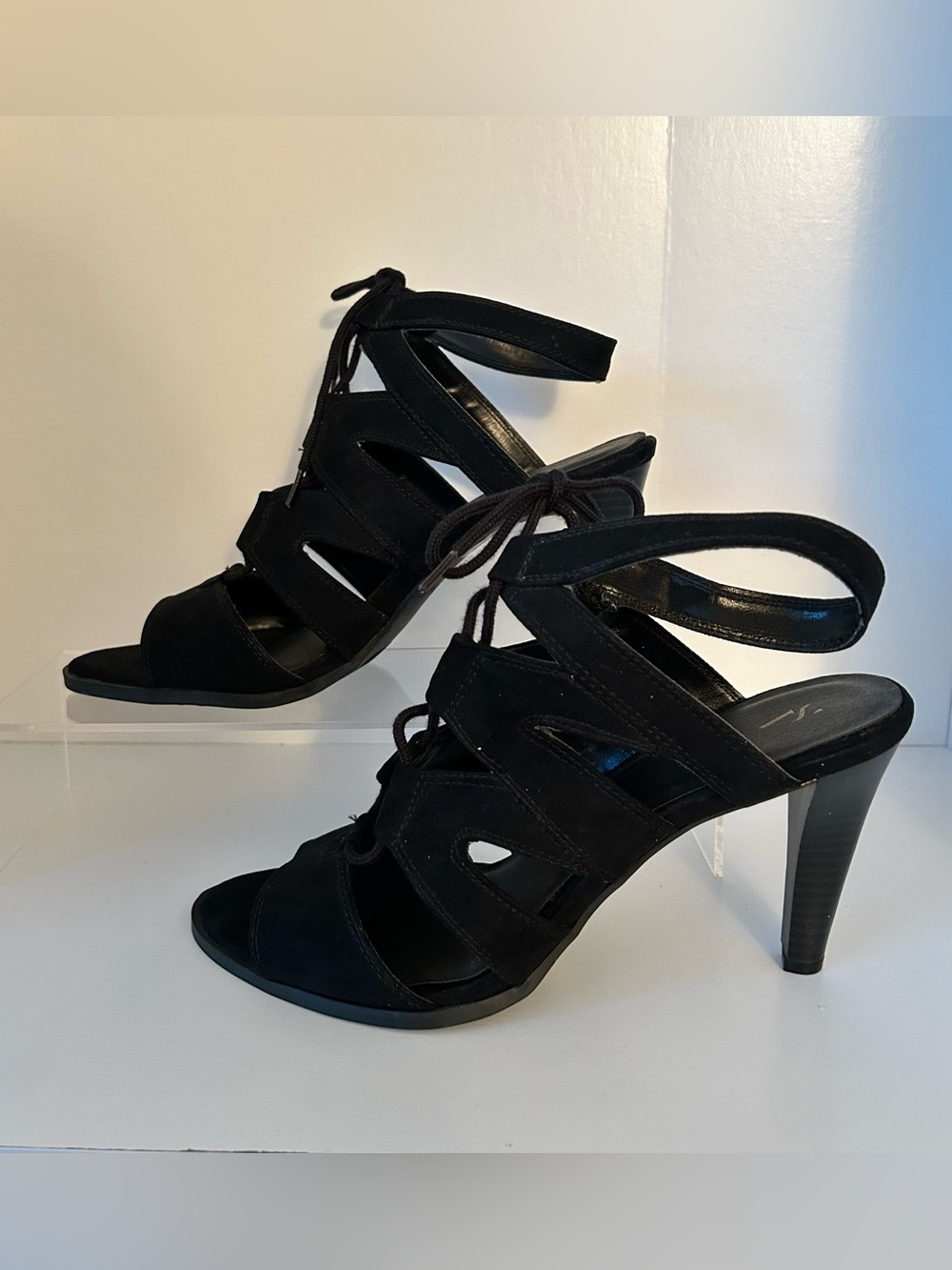 Simply Vera Vera Wang Black Suede Lace-Up Cutout High Heels